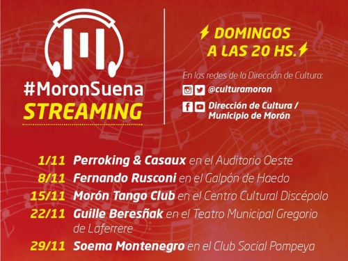 Morón propone recitales por streaming todos los domingos